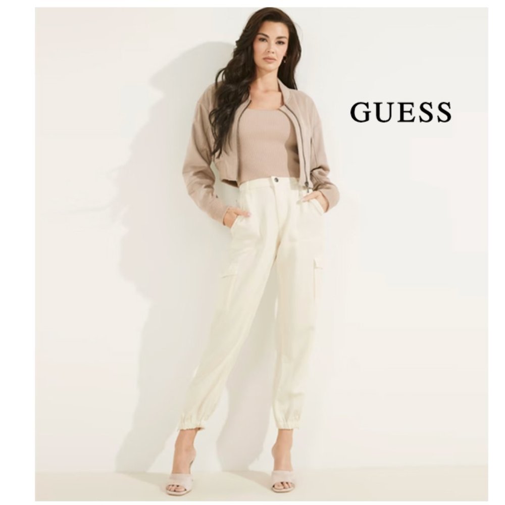 GUESS Women's Cream Cargo Jogger Pants - Cream